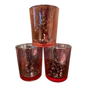 Rose Gold Mercury Glass Votive Holders Set of 18 Tea Light Decor 2.5 in